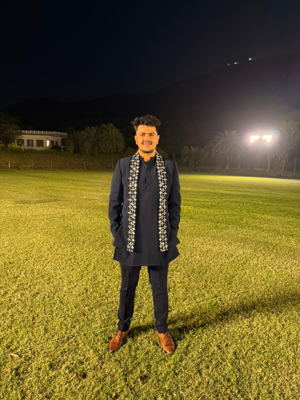 Hand-Embroidered Japanese Lycra Kurta Set