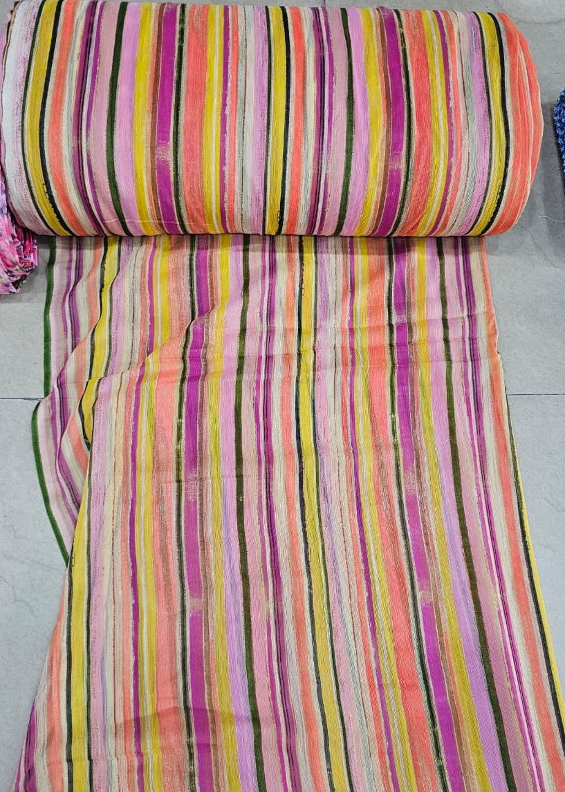 Multicolour Striped Cotton Fabric