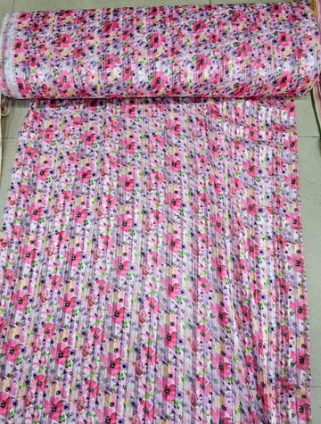 Hot Pink Floral Lurex Georgette Fabric