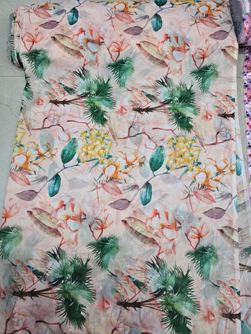 Multicolour Pastel Floral Chiffon Fabric