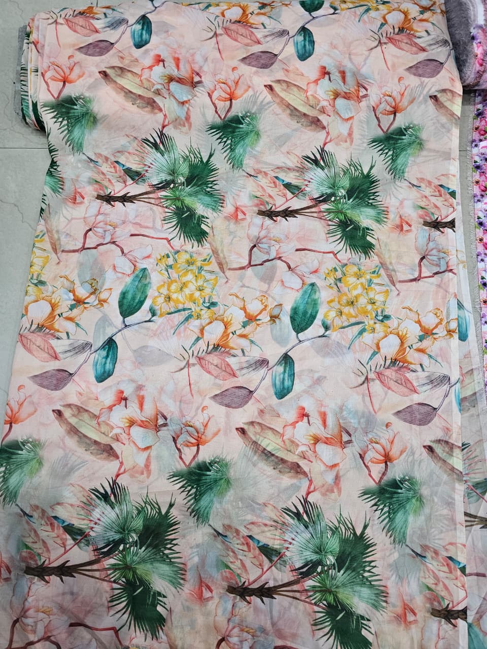 Multicolour Pastel Floral Chiffon Fabric