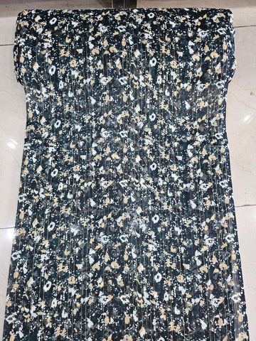 Black Floral Printed Chiffon Fabric
