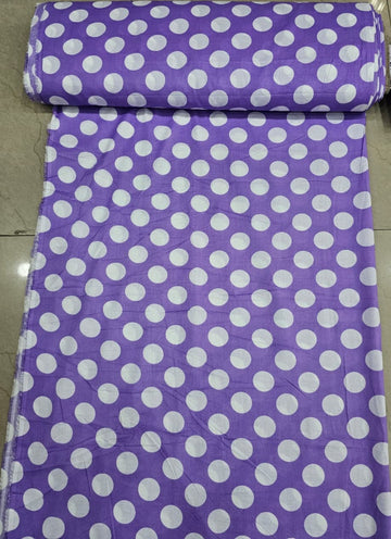 Purple Polka Dot Pure Cotton Dress Material Fabric