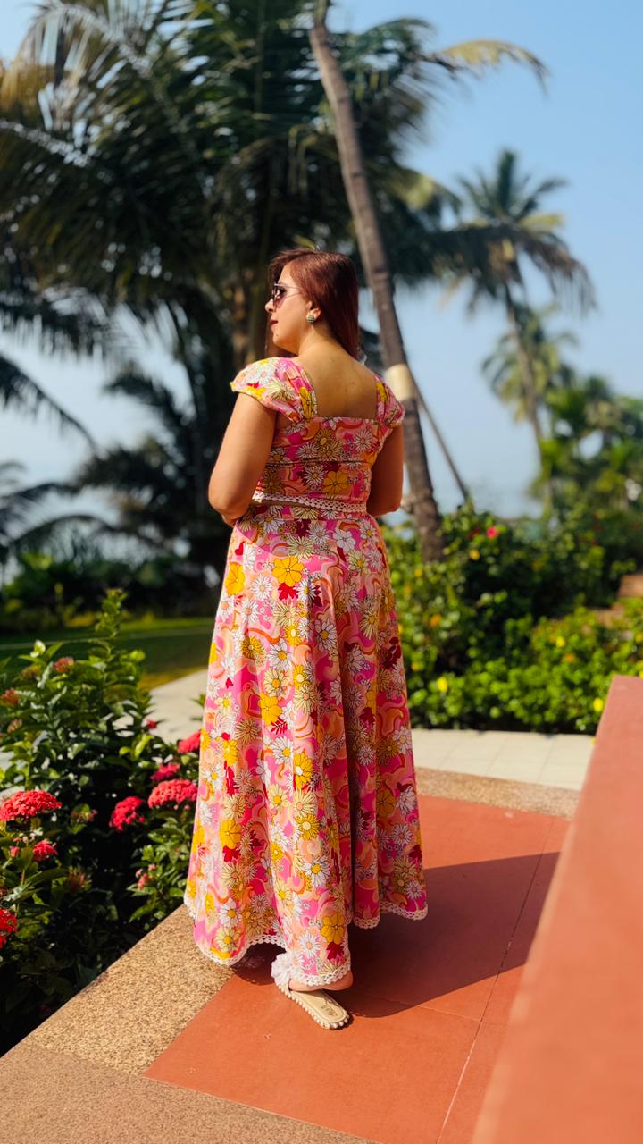 Pink Bougainvillea Skirt Co ord