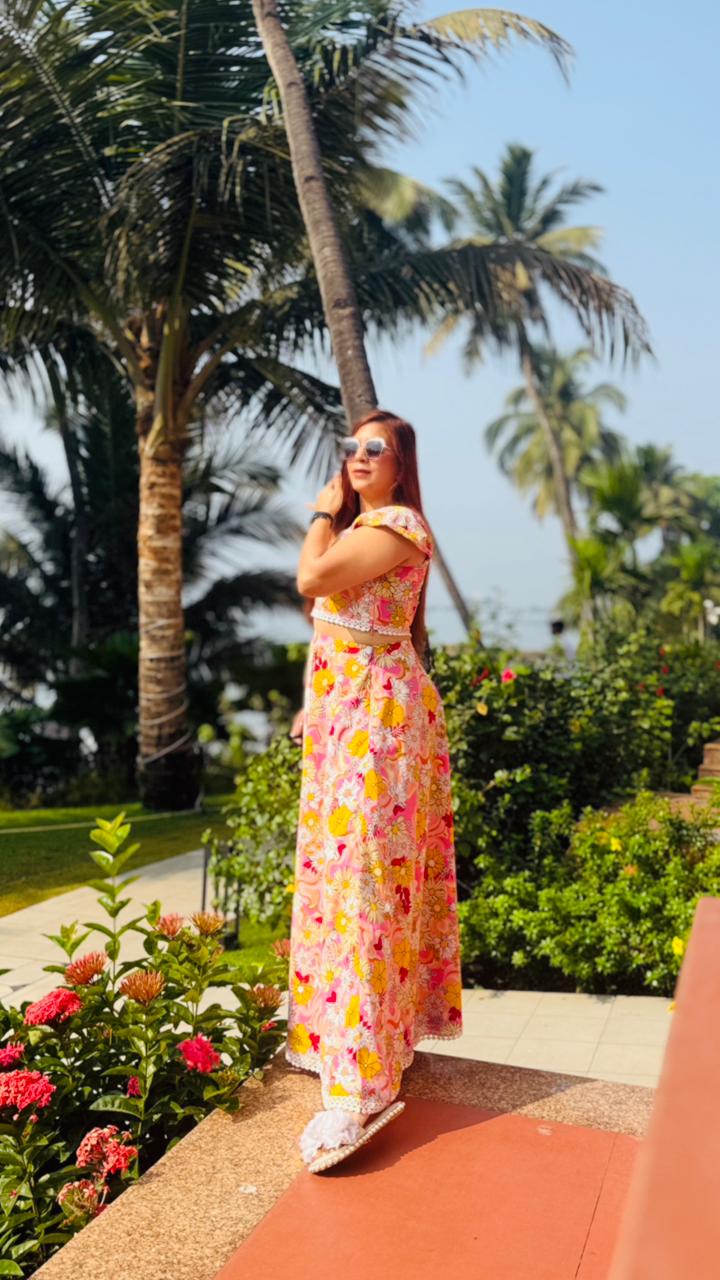 Pink Bougainvillea Skirt Co ord