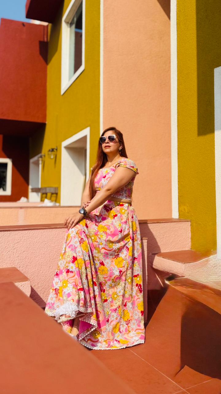 Pink Bougainvillea Skirt Co ord