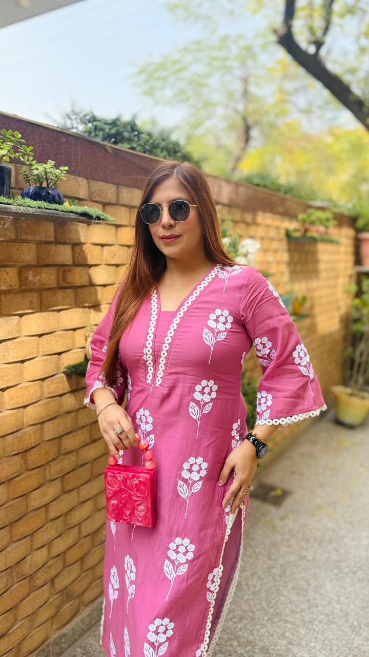 Mauve Embroidered Kurti