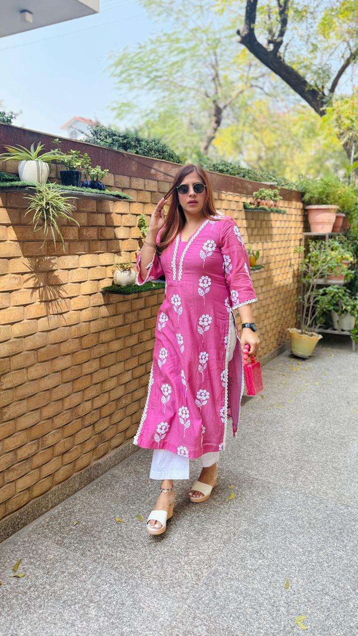 Mauve Embroidered Kurti