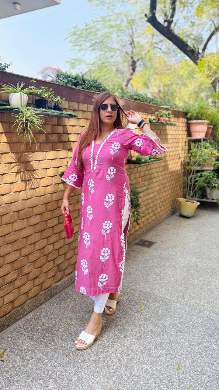 Mauve Embroidered Kurti