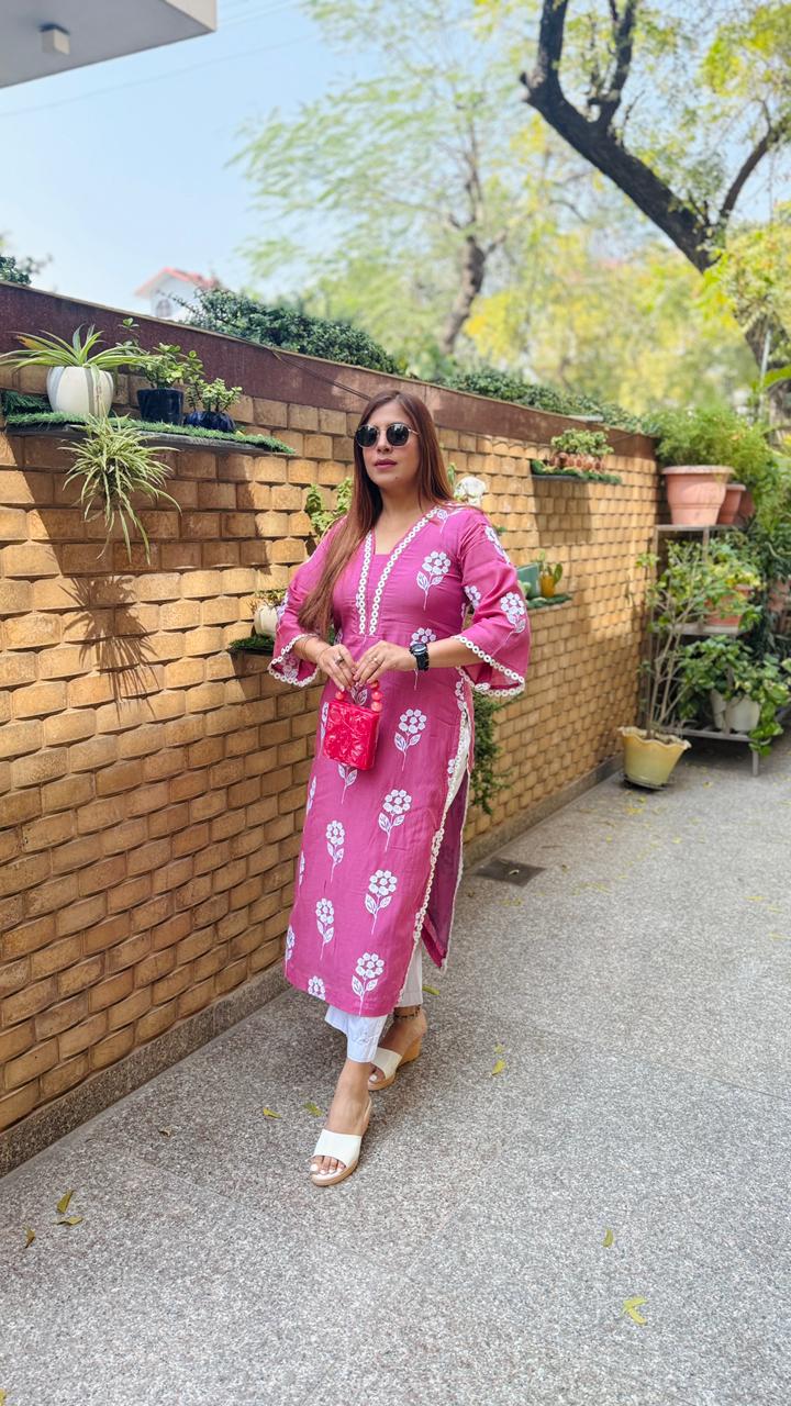 Mauve Embroidered Kurti