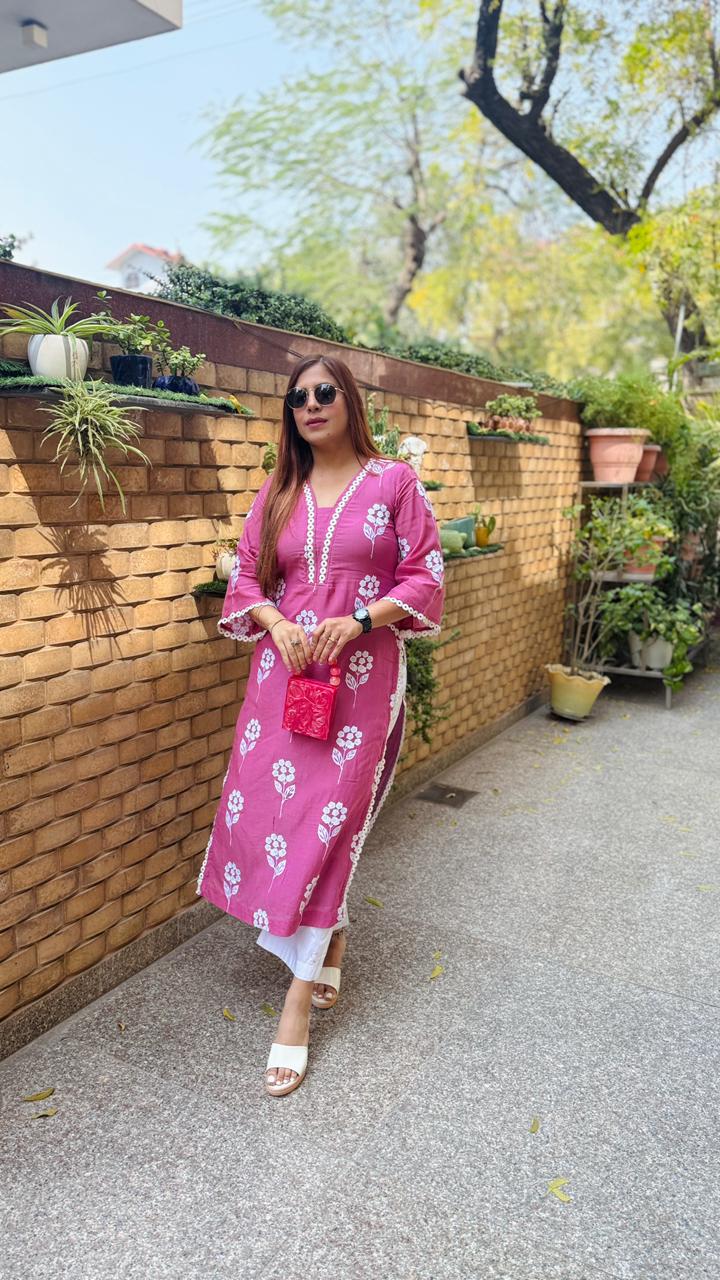 Mauve Embroidered Kurti