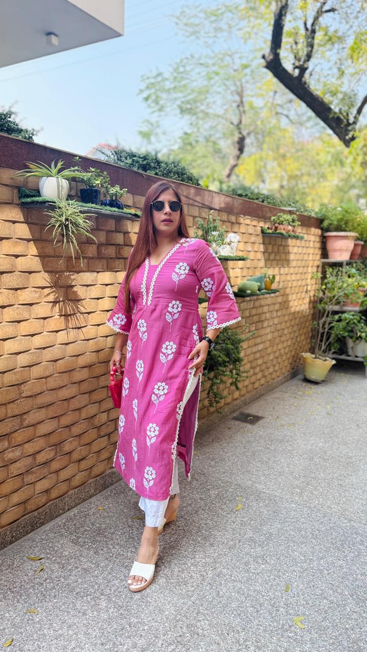 Mauve Embroidered Kurti