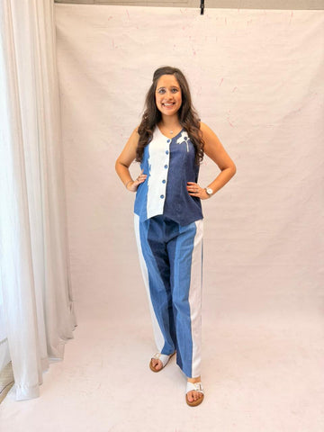 Denim Contrast Maternity Co-ord Set