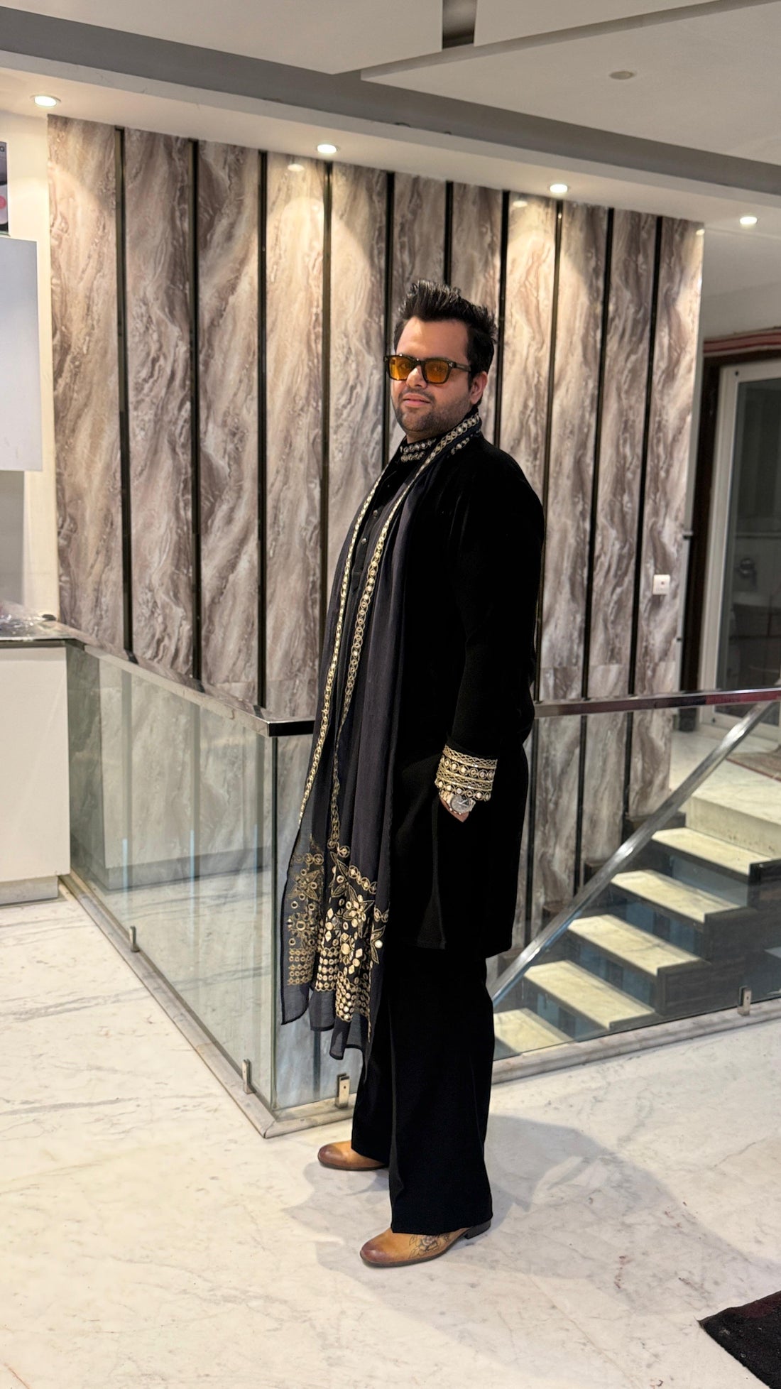 Black Sufi Mirror Kurta Set