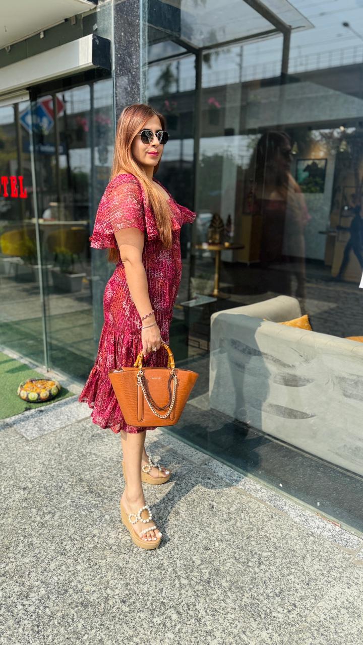 Wine Floral Dreams Midi Dress