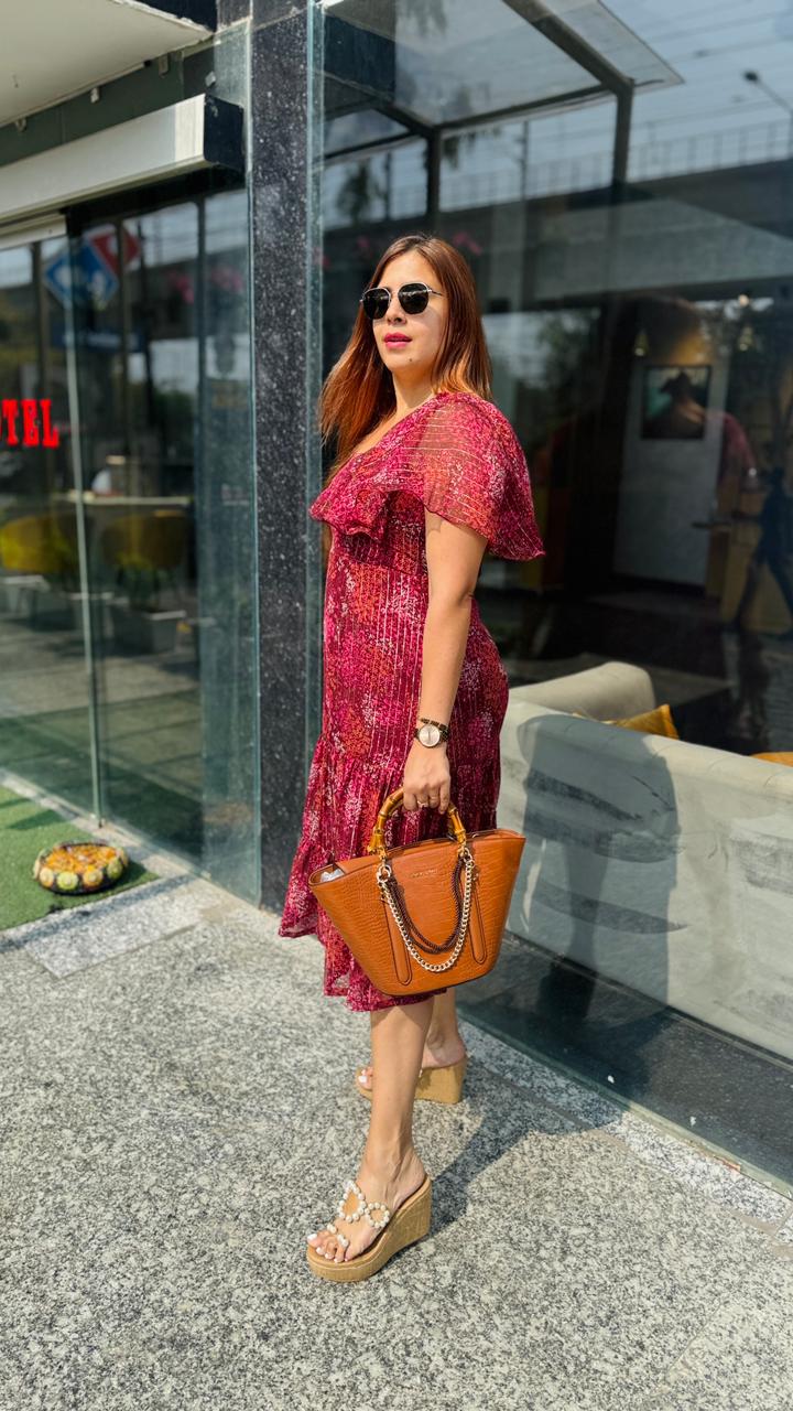 Wine Floral Dreams Midi Dress