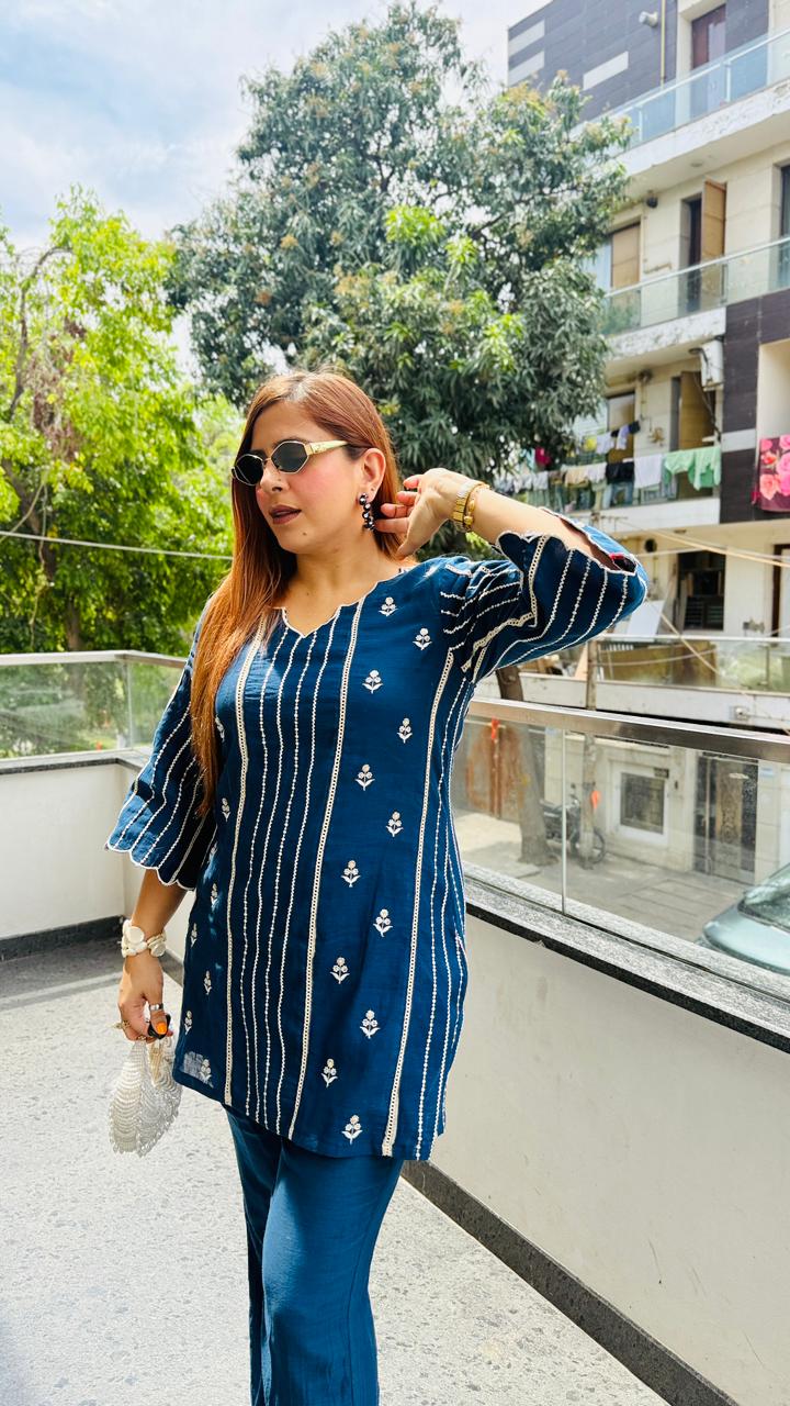 Mul Me Blue Co-Ord | Lakhina Couture - Look 6