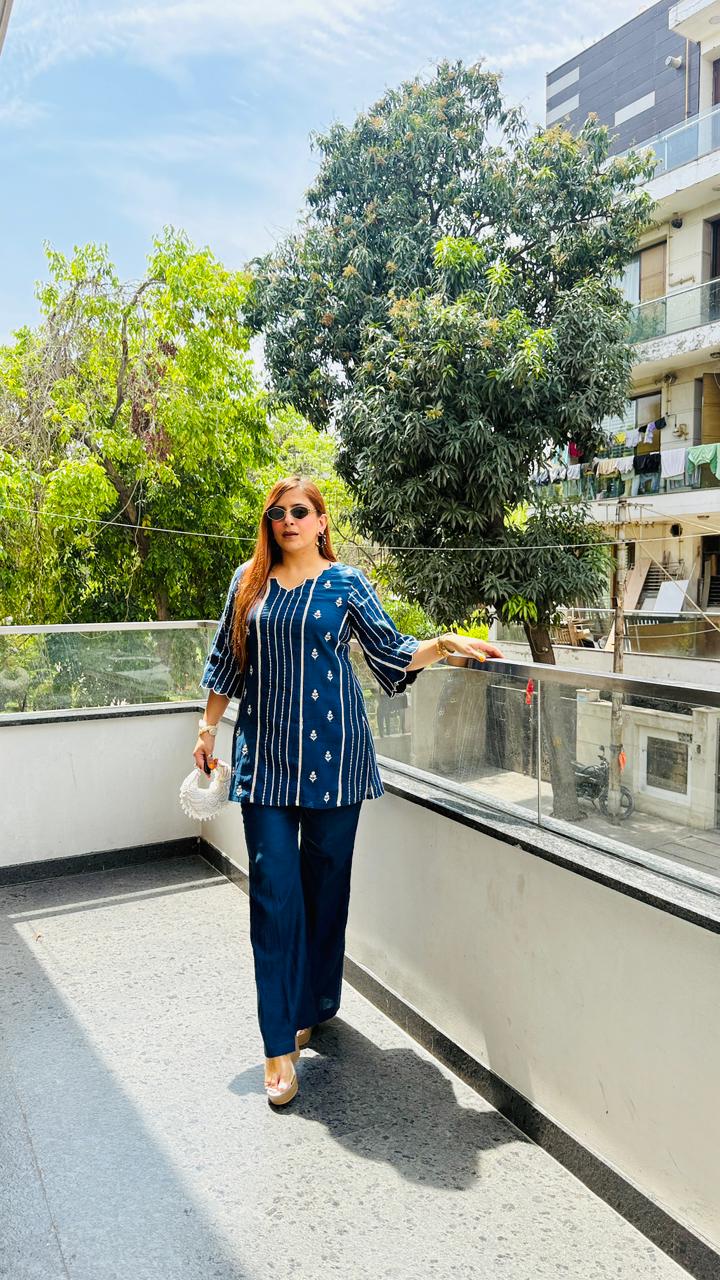 Mul Me Blue Co-Ord | Lakhina Couture - Look 4
