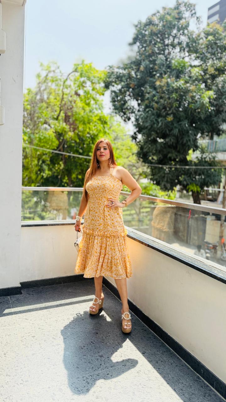 Mustard Muse Midi Dress