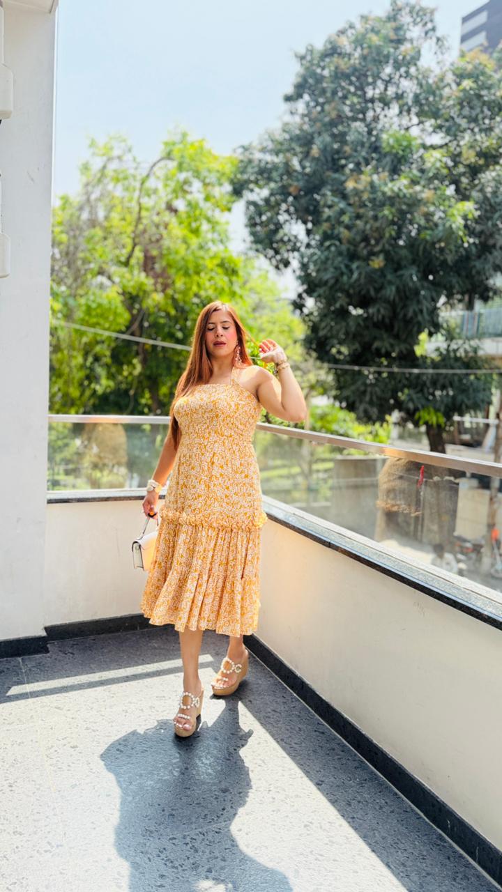 Mustard Muse Midi Dress