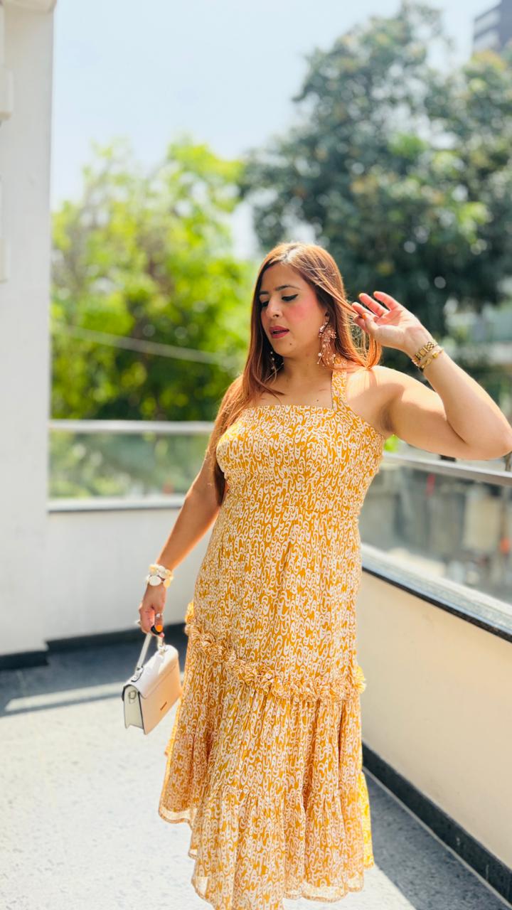 Mustard Muse Midi Dress