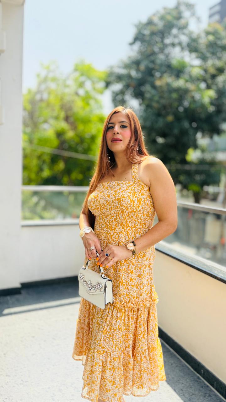 Mustard Muse Midi Dress