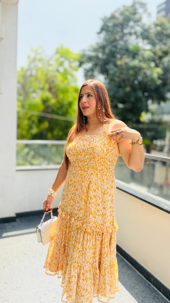 Mustard Muse Midi Dress
