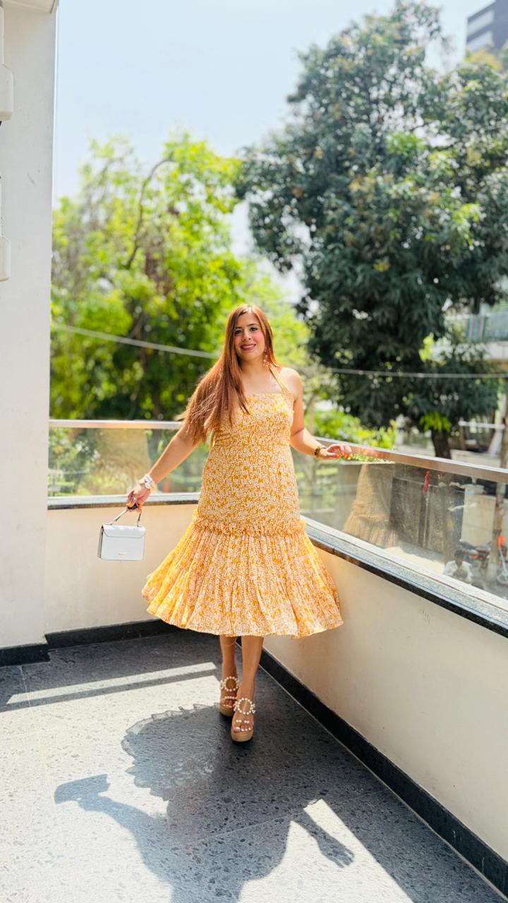 Mustard Muse Midi Dress