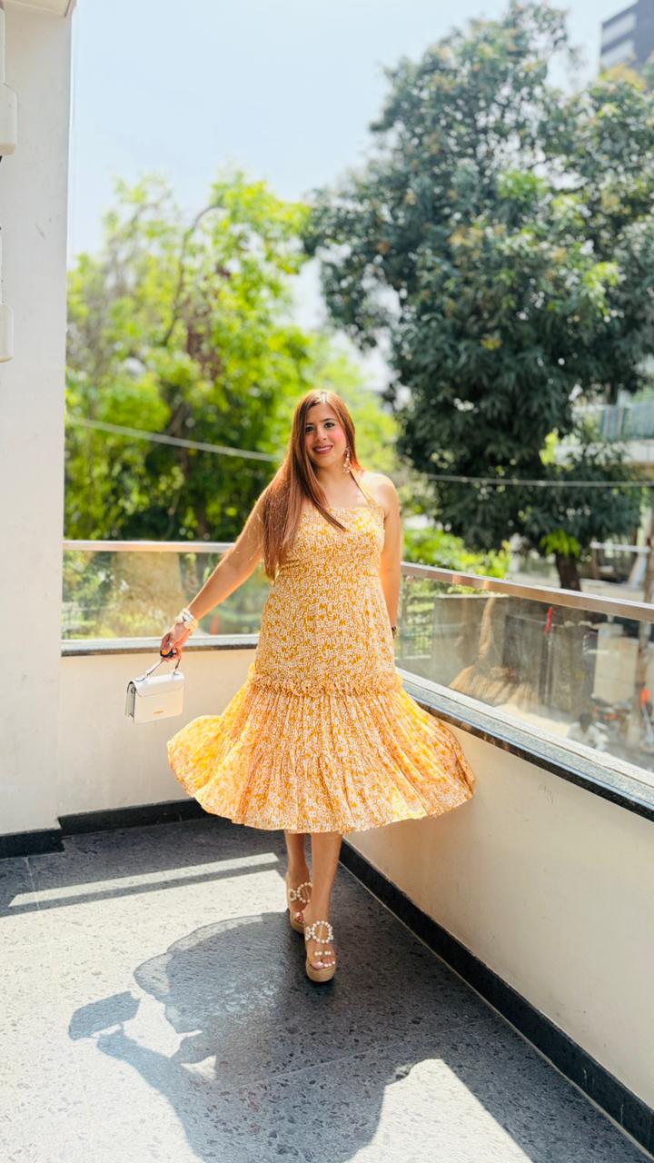 Mustard Muse Midi Dress