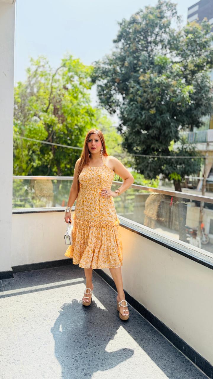 Mustard Muse Midi Dress