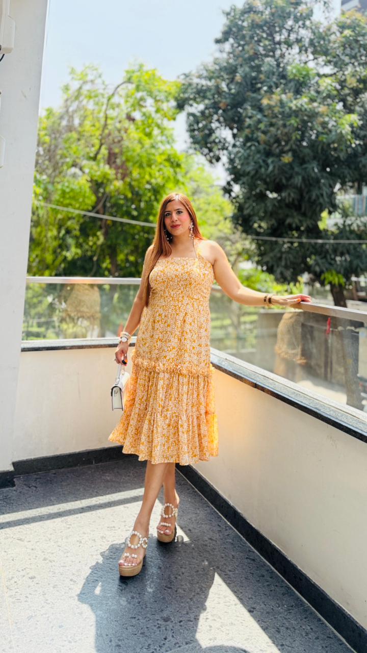 Mustard Muse Midi Dress