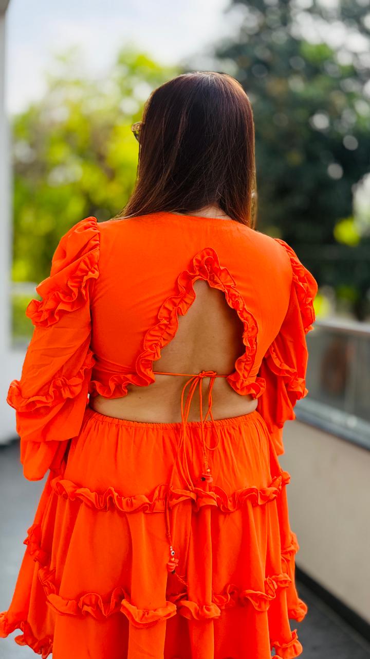 Osaka Orange Dress | Lakhina Couture - Look 11