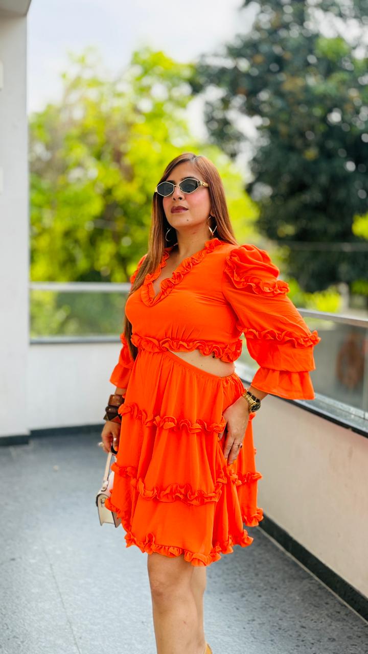 Osaka Orange Dress | Lakhina Couture - Look 10