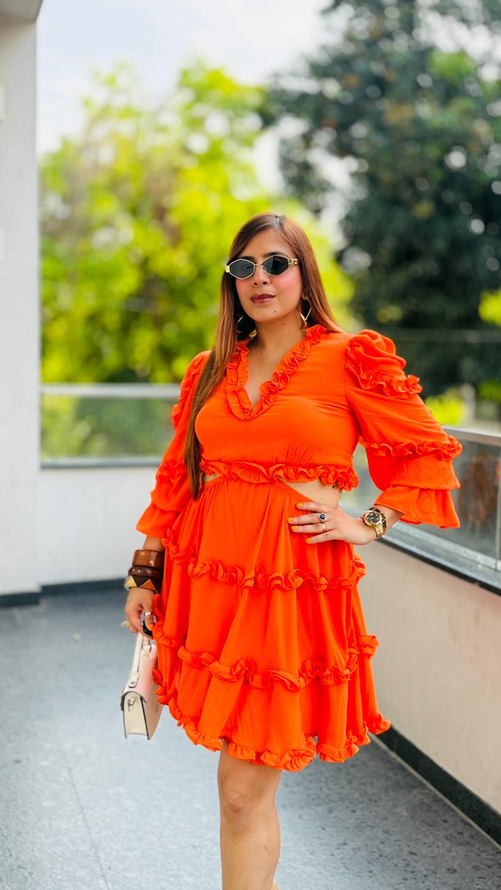 Osaka Orange Dress | Lakhina Couture - Look 9