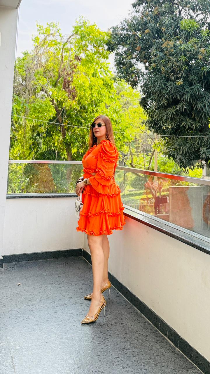 Osaka Orange Dress | Lakhina Couture - Look 6