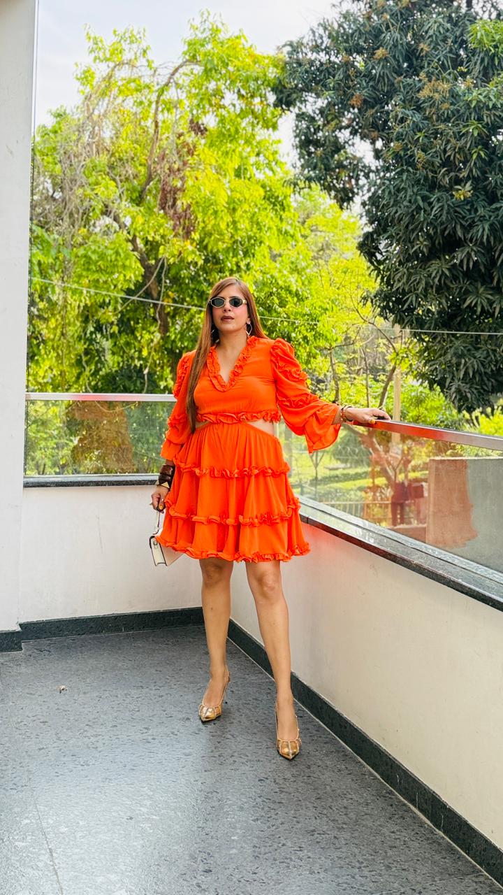Osaka Orange Dress | Lakhina Couture - Look 2
