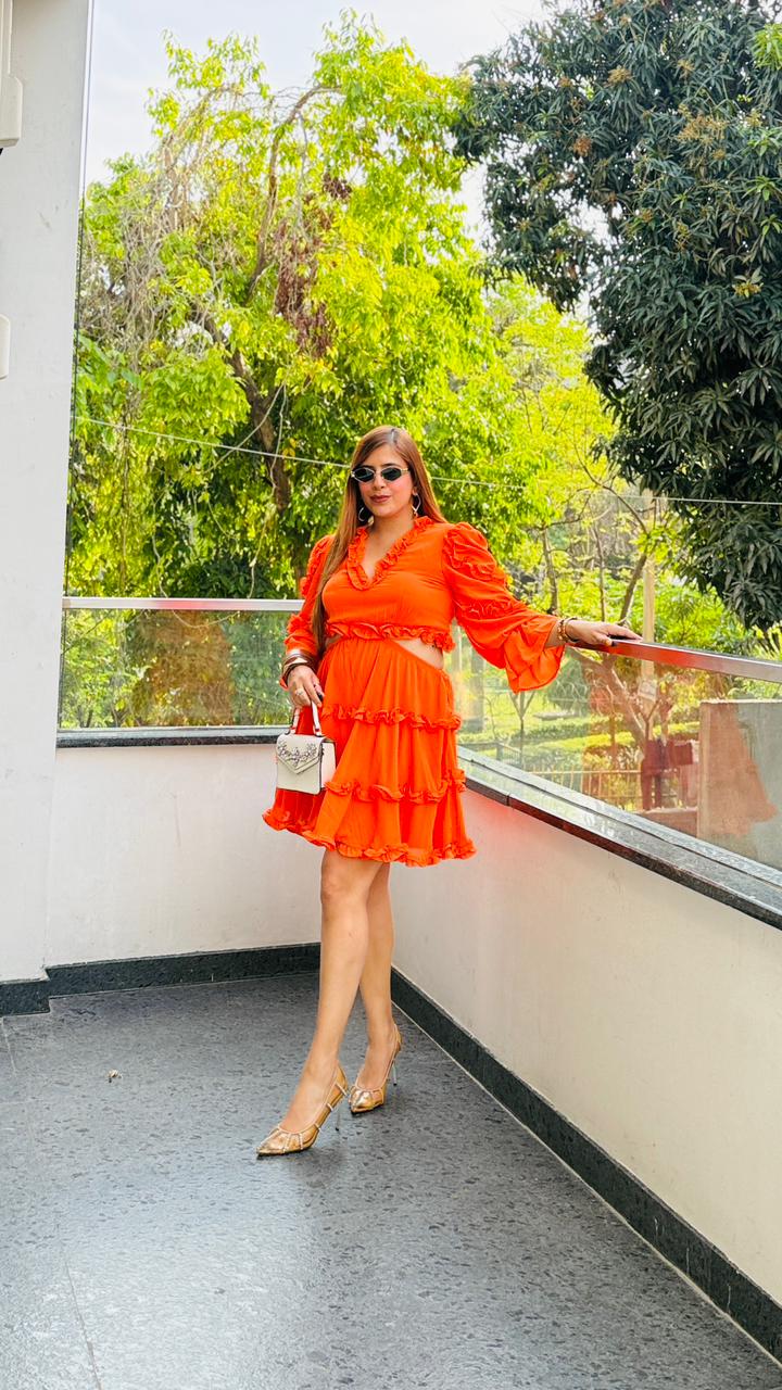 Osaka Orange Dress | Lakhina Couture