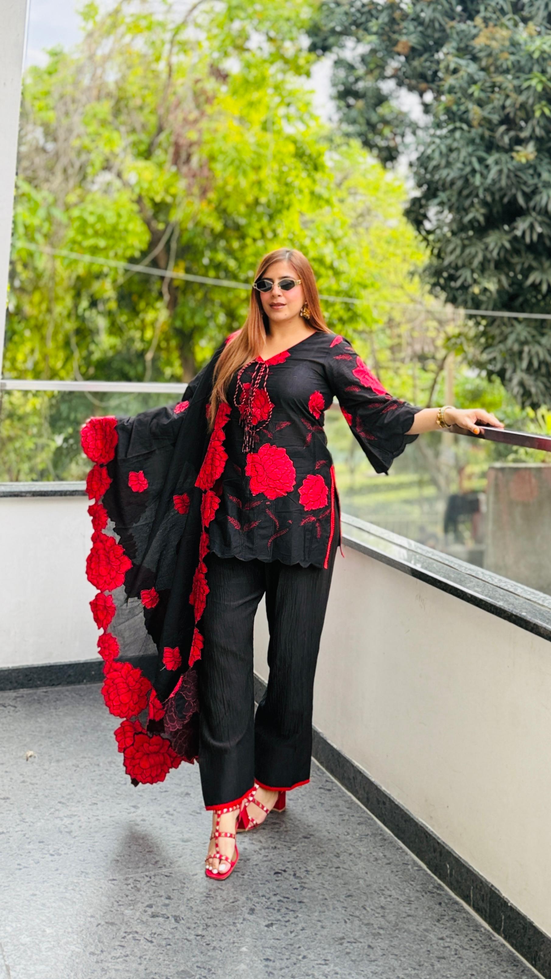 Devil’s Rose Farshi Suit | Lakhina Couture
