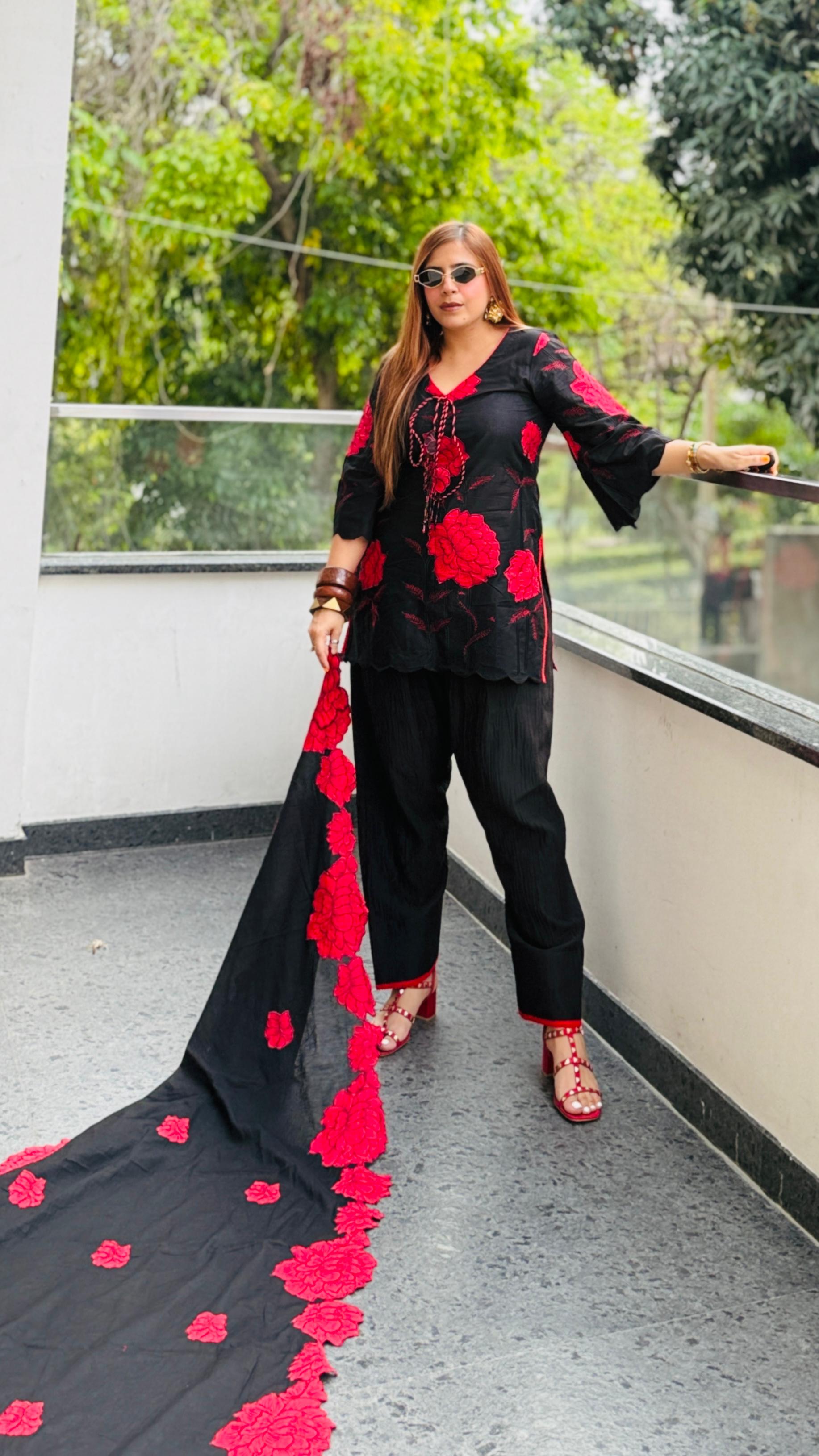 Devil’s Rose Farshi Suit | Lakhina Couture - Look 6