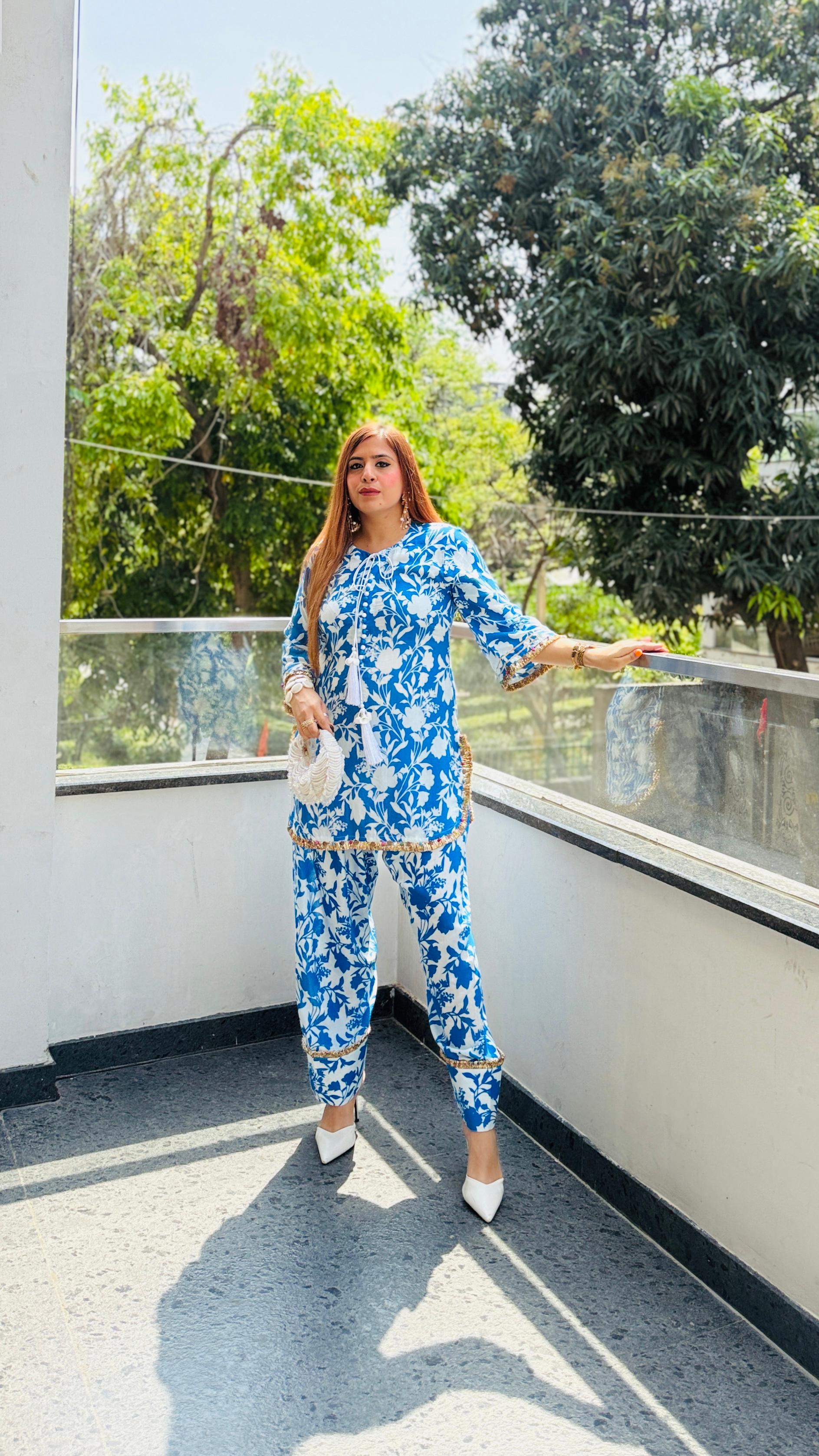 Electric Blue Mal Farshi Co-Ord