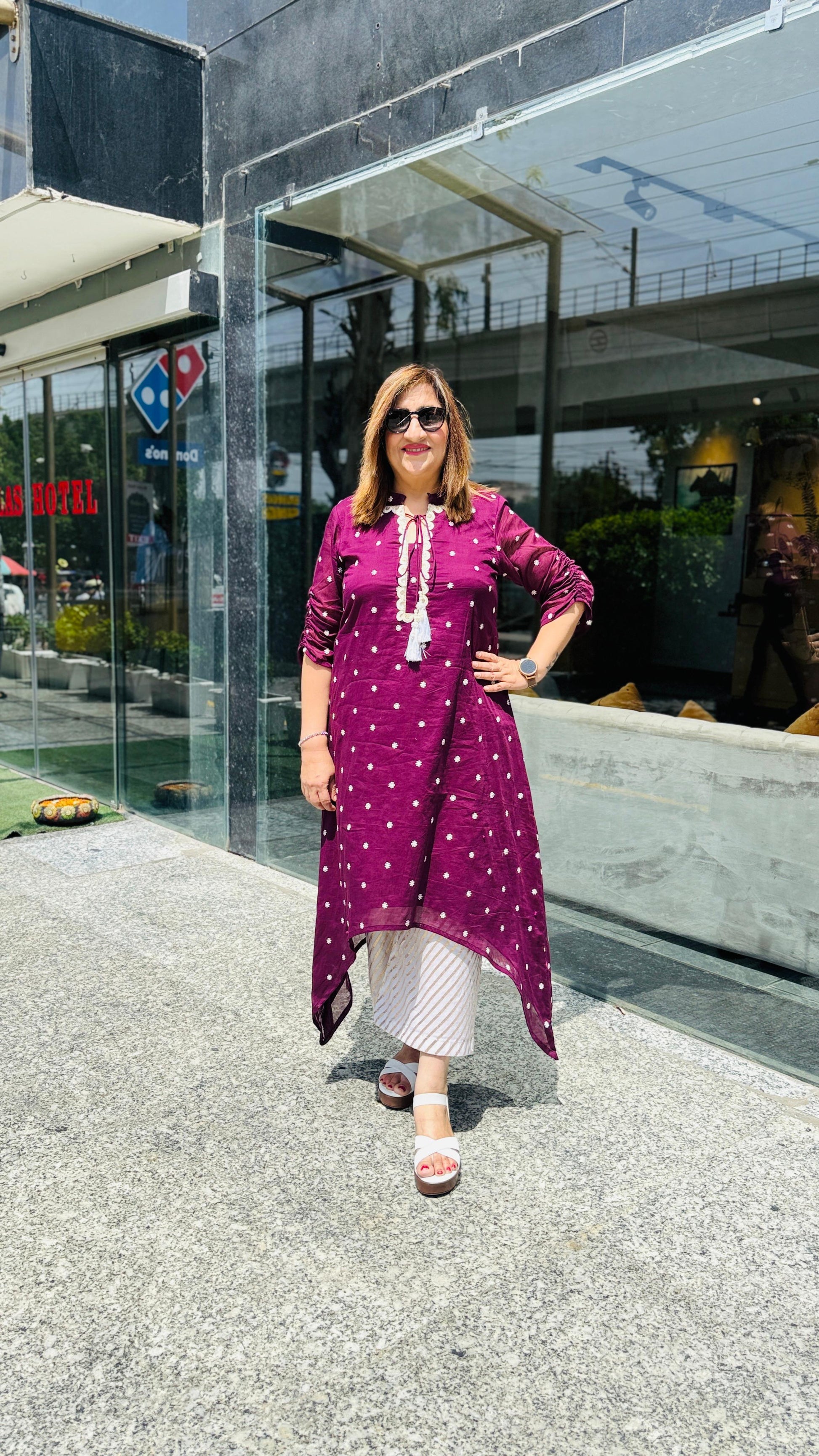 Wine Embroidered Kurti | Lakhina Couture - Look 9