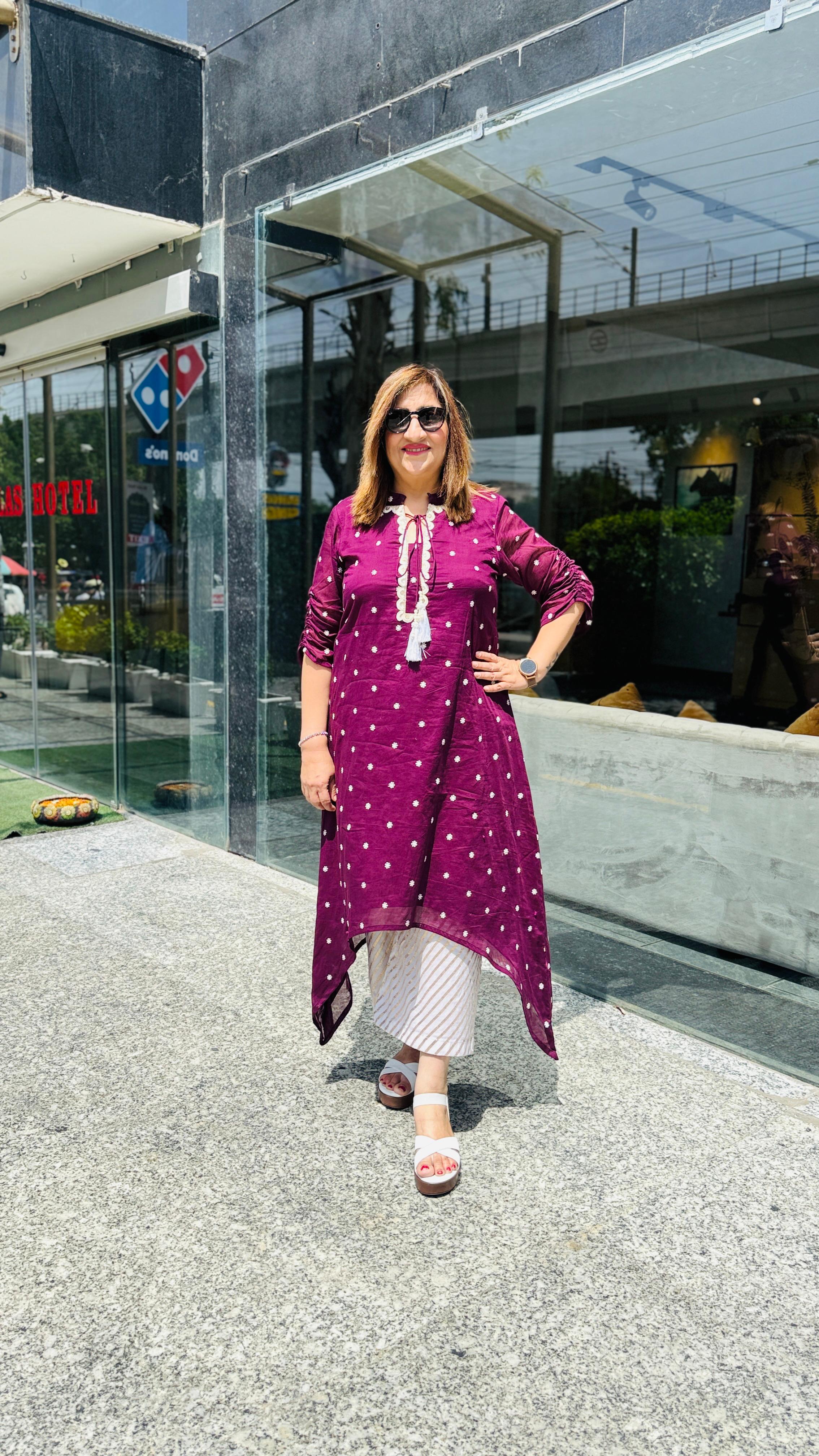 Wine Embroidered Kurti | Lakhina Couture - Look 9