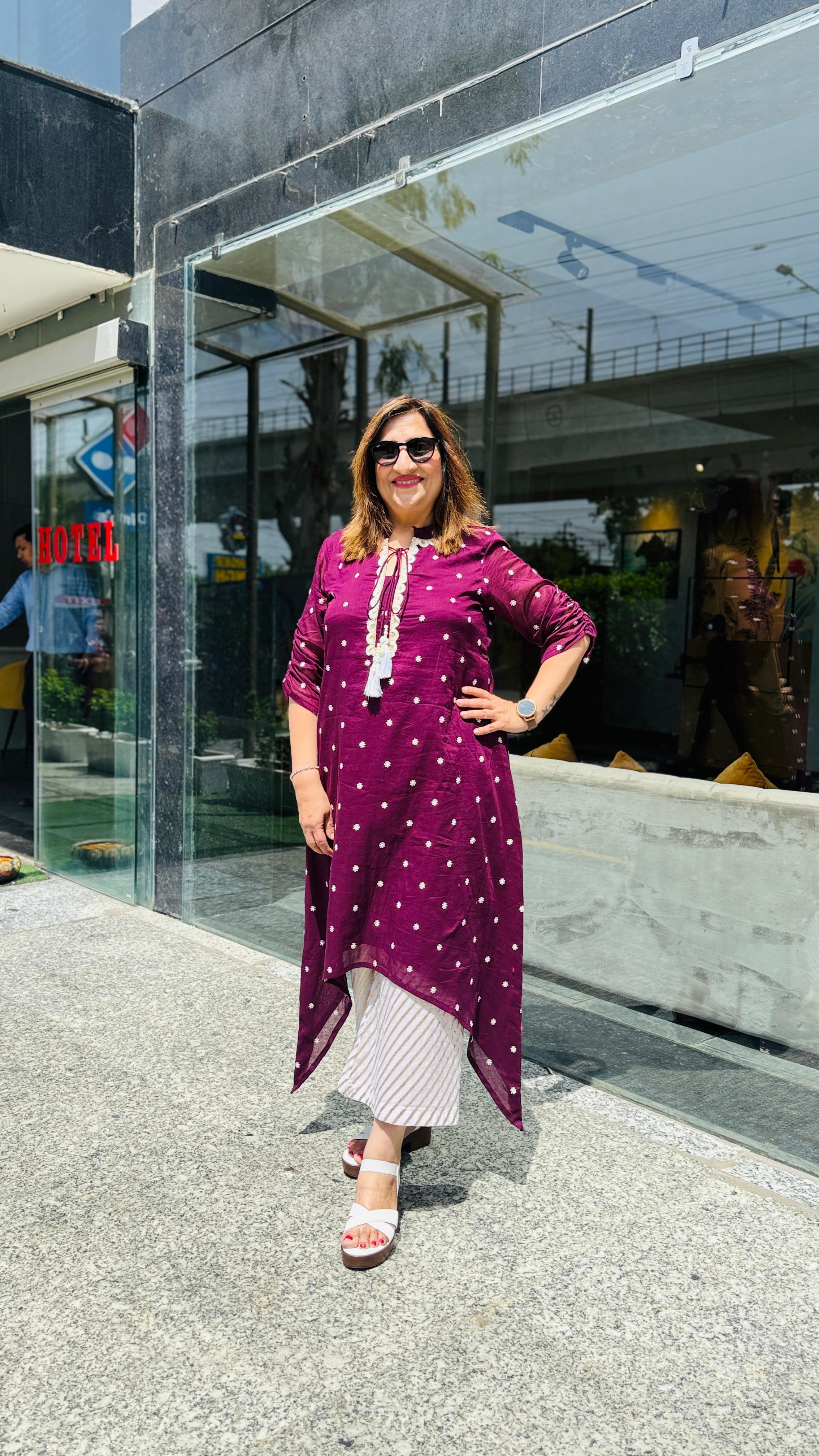 Wine Embroidered Kurti | Lakhina Couture - Look 8