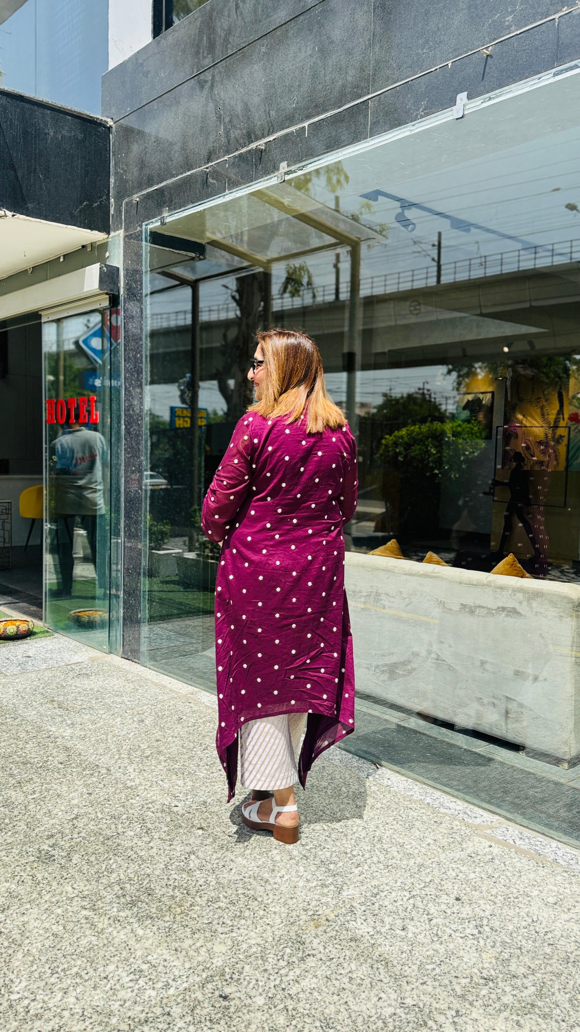 Wine Embroidered Kurti | Lakhina Couture - Look 4