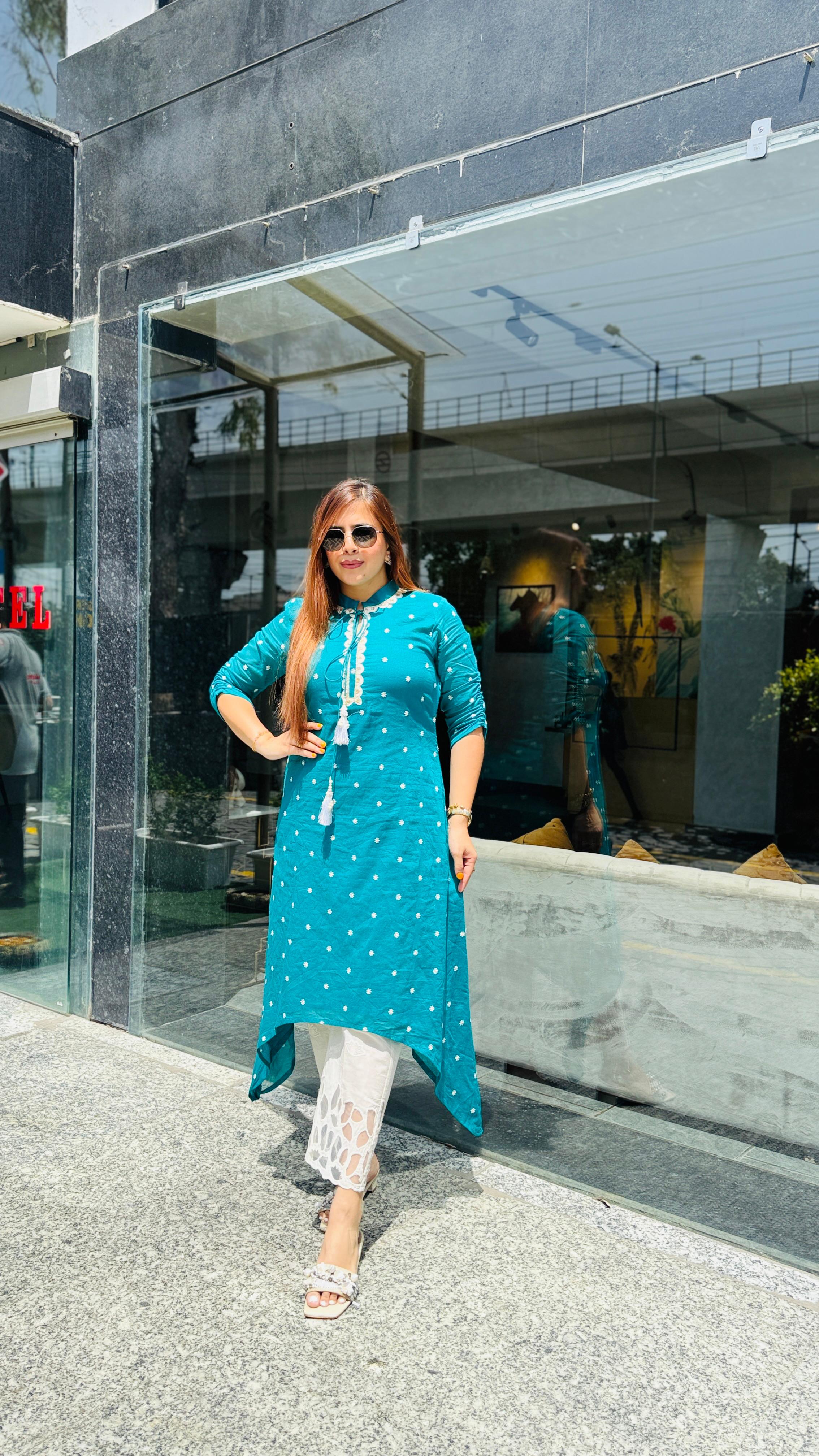 Teal Blue Suit | Lakhina Couture - Look 8