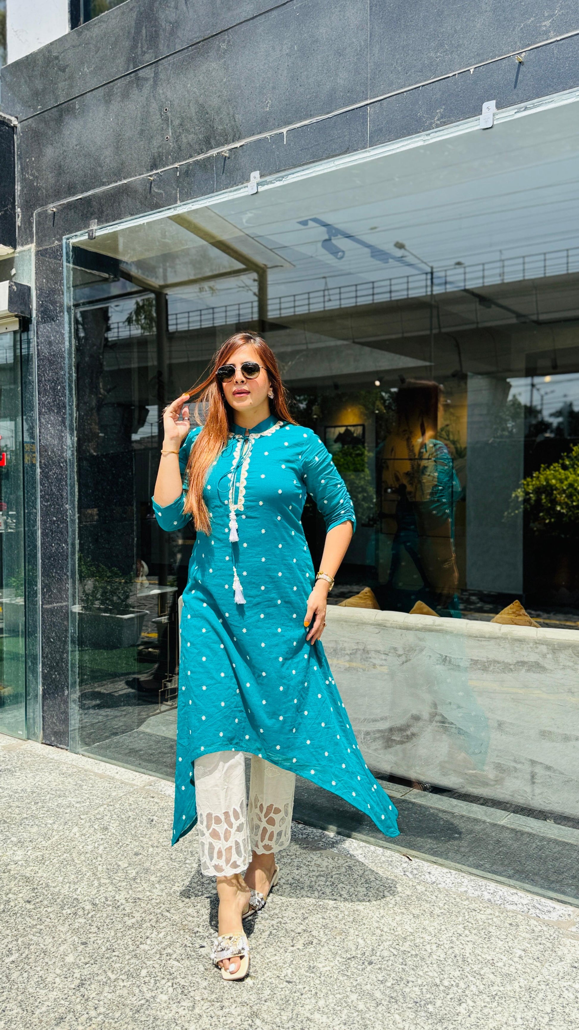 Teal Blue Suit | Lakhina Couture - Look 4