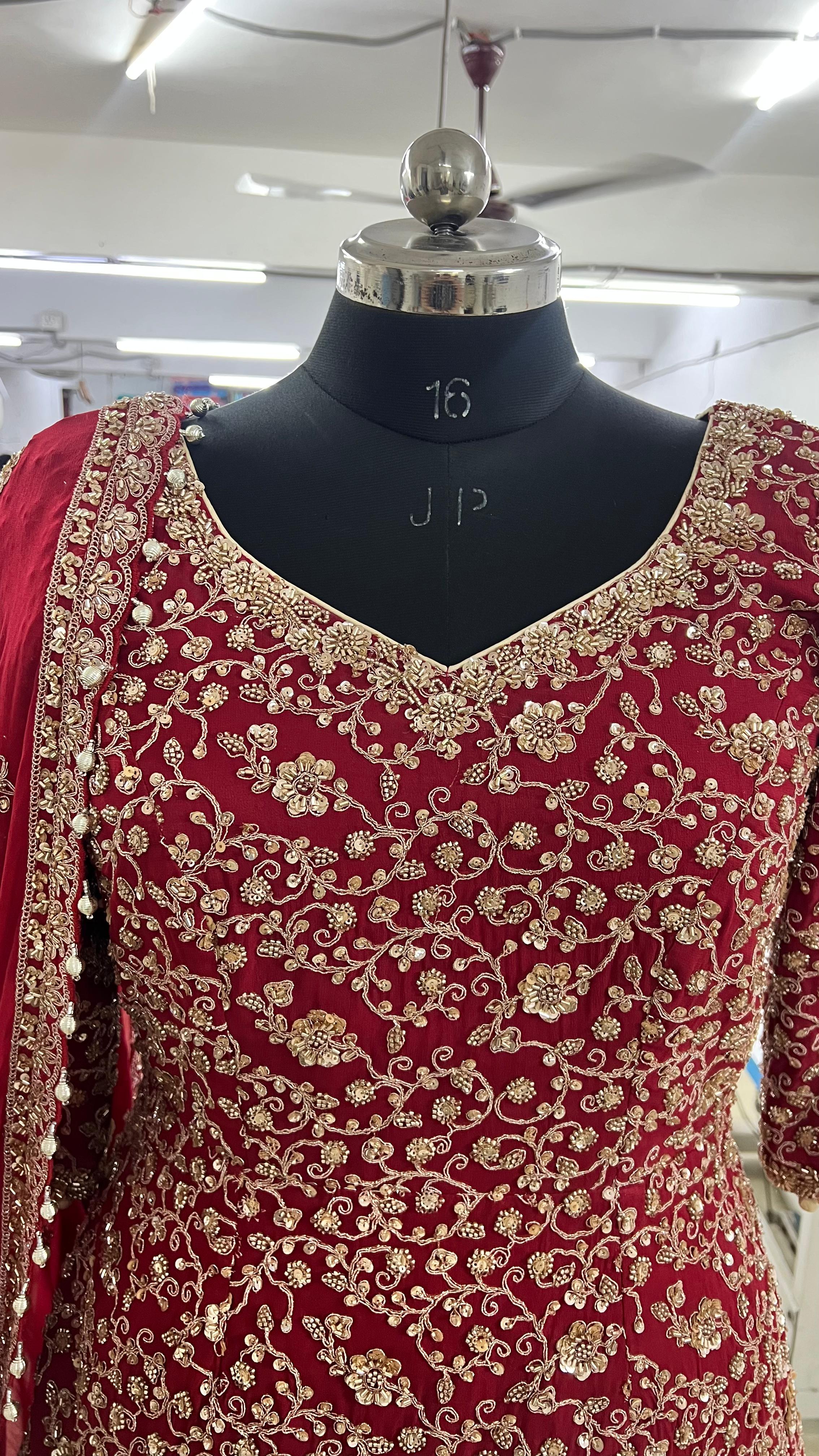Bridal Red Chanderi Lehenga Set