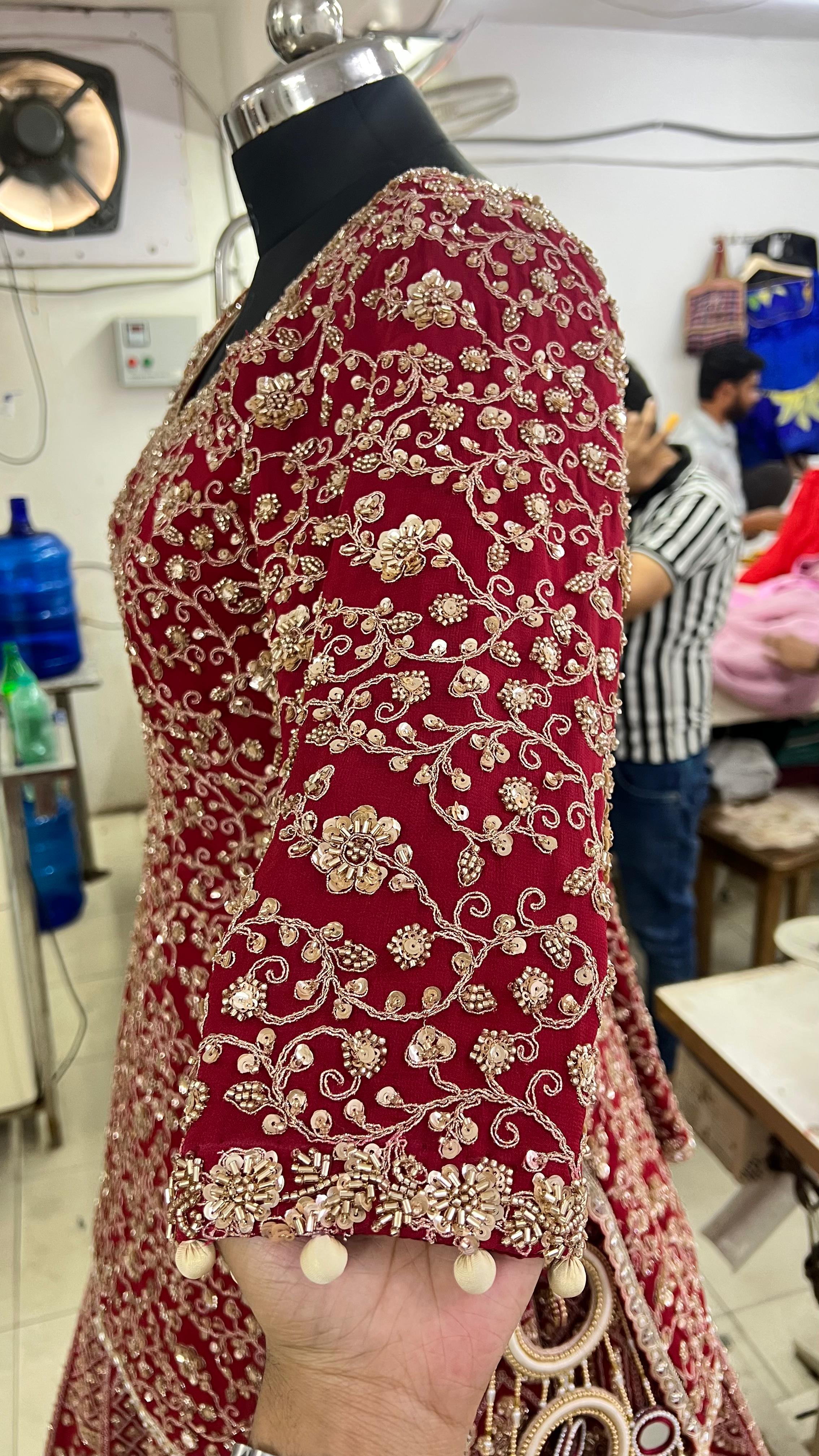 Bridal Red Chanderi Lehenga Set