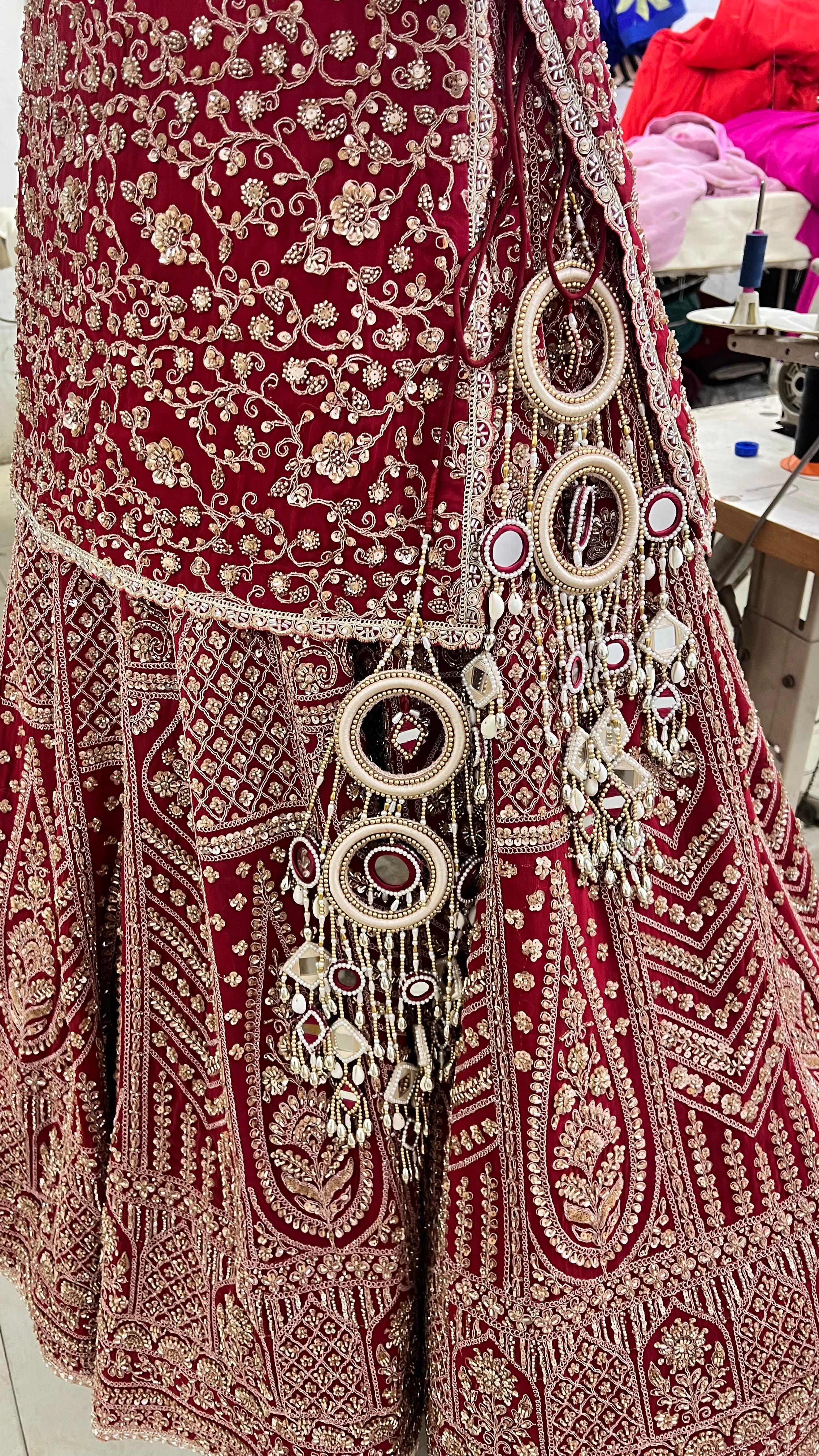 Bridal Red Chanderi Lehenga Set