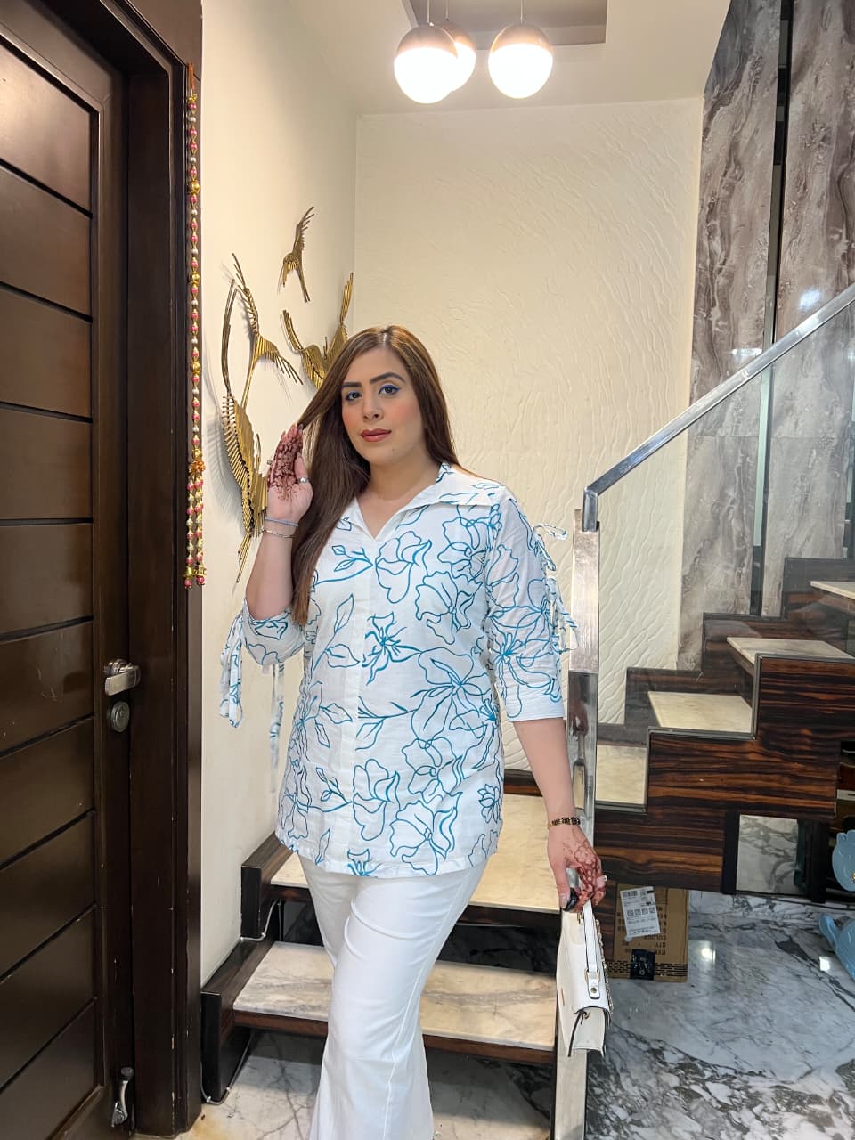 Turquoise Bliss Shirt | Lakhina Couture - Look 5